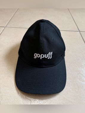 GOPUFF Logo Black Canvas Baseball Cap, Adjustable Back Hat, Mens/Unisex style